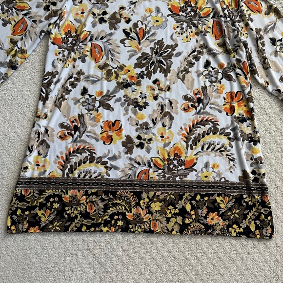 Susan Graver Floral Print Liquid Knit 3/4 Sleeve Bateau Neck Tunic 1X Casual - Picture 4 of 13